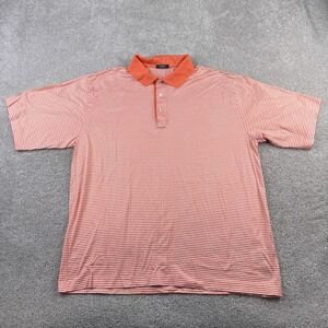 Marbas Polo Shirt Mens Large 52‎ Orange Stripes Italian Cotton Golf Preppy